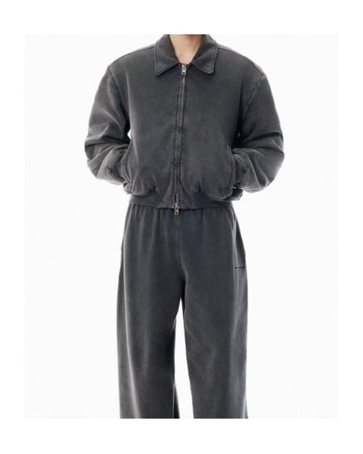 Alexander Wang Gray Oversized Zip-Up Moto Jacket for men