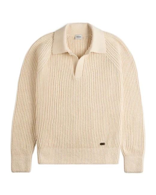 Tod's Natural Polo Shirt Collar Jumper for men