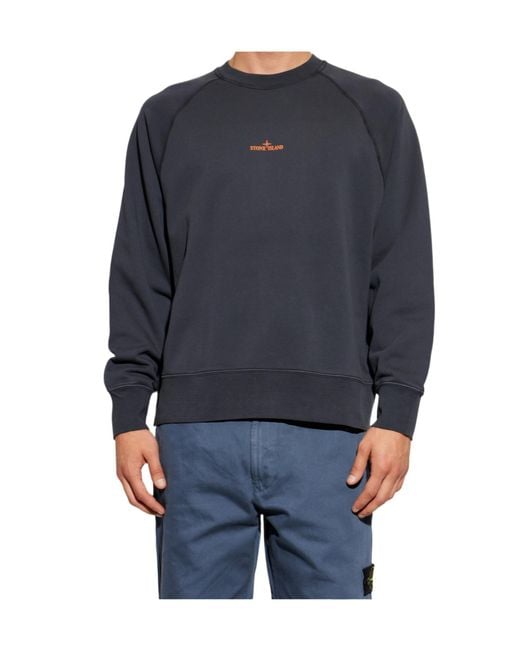 Stone Island Blue Long Sleeve Crewneck Sweatshirt for men