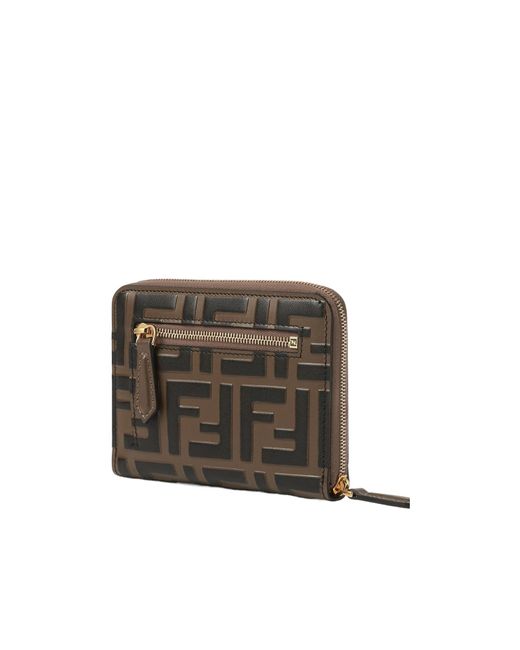 Fendi Multicolor Logo Plaque Zipped Medium Wallet