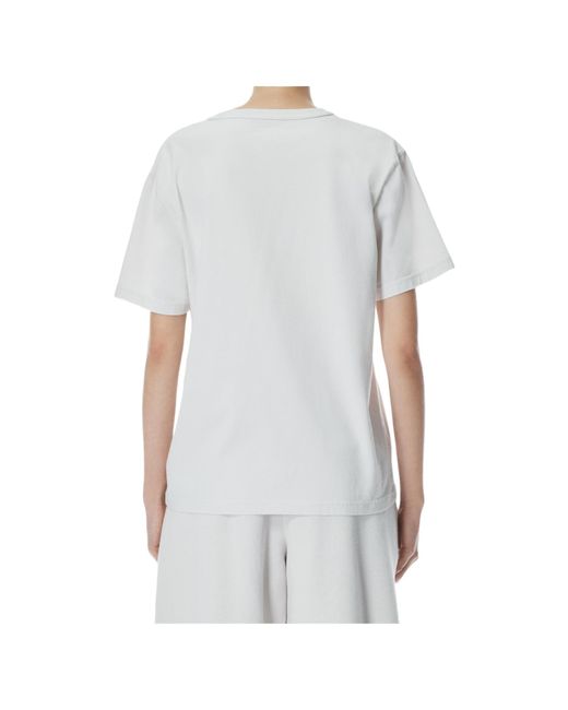 T By Alexander Wang White Distressed Logo Printed Dirty Effect T-Shirt