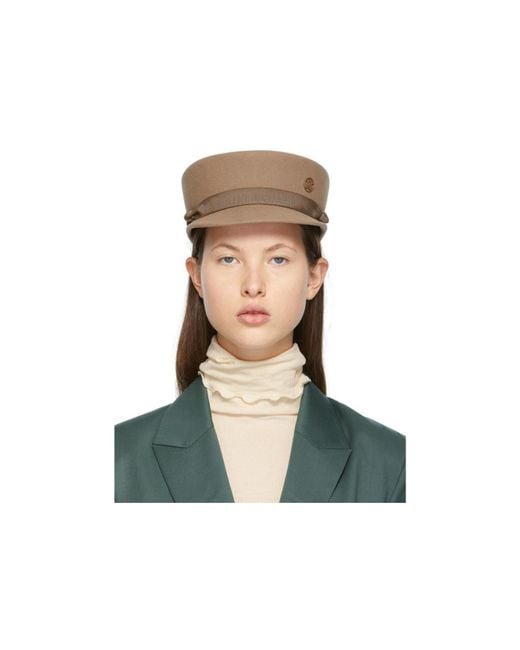 Maison Michel Green Logo Felt Beret