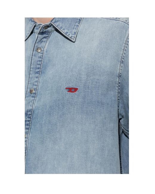 DIESEL Blue Long-Sleeve Denim Shirt for men