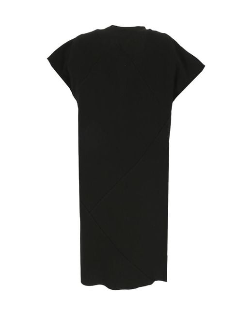 Rick Owens Black Draped-Detail V-Neck Dress