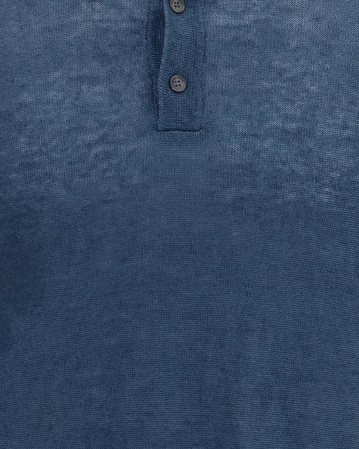 Roberto Collina Blue Lightweight Linen Polo Shirt for men