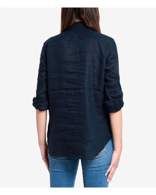 Ralph Lauren Blue Lauren Relaxed Fit Roll Tab-Sleeved Shirt