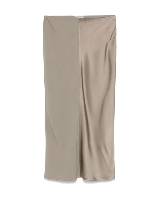 AMI Gray Straight Midi Skirt