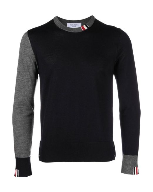 Thom Browne Black Rwb Panelled Sweater for men