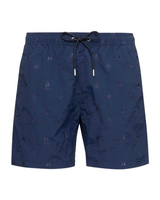 Boss Blue Drawstring Swim Trunks for men