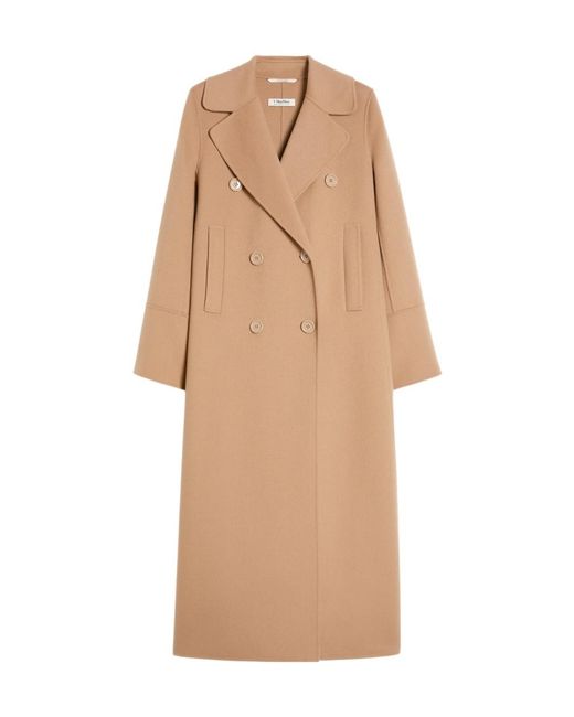 Max Mara Natural 'S Custodi Double-Breasted Long-Sleeved Coat