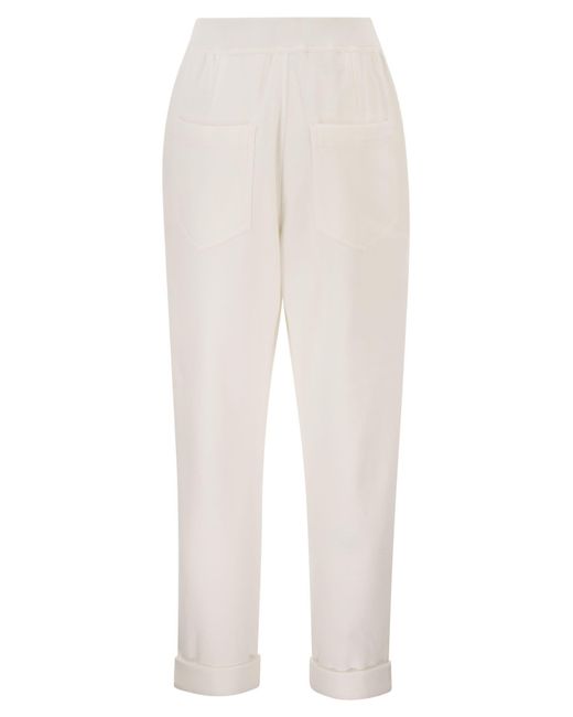 Brunello Cucinelli White Tapered Turn-Up Pants
