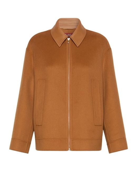Max Mara Brown Double Wool, Cashmere And Silk Coat