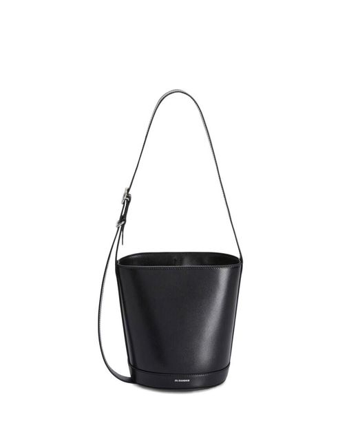 Jil Sander Black Cannolo Bucket Bag