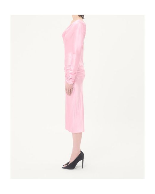 Valentino Pink Crepe Satin Midi Dress
