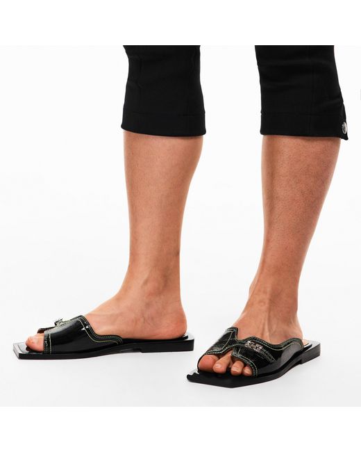 Ganni Black Logo Detail Slippers