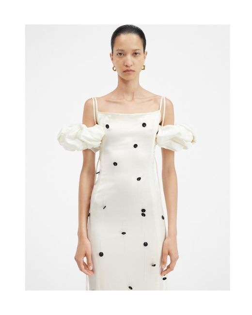 Jacquemus White Chouchou Polka-Dot Midi Dress