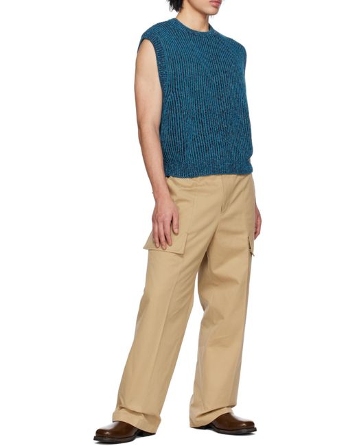 Wooyoungmi Blue Round-Necked Knitted Vest for men