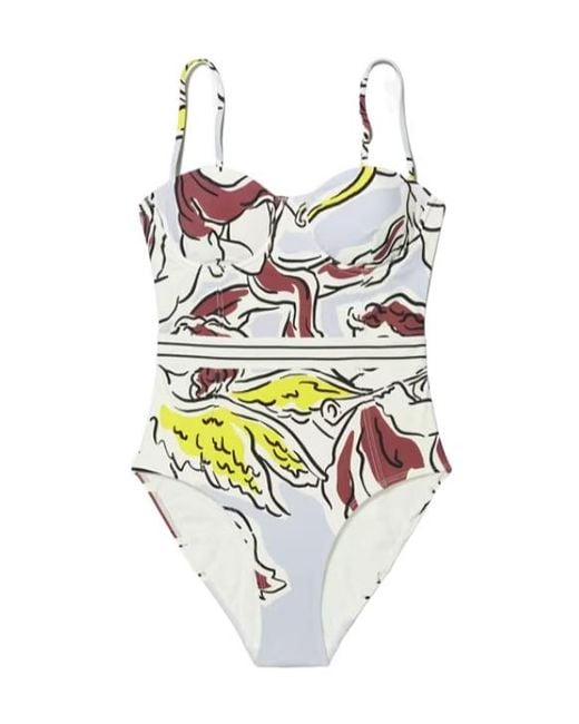 Tory Burch White Printed One-Piece Swimsuit