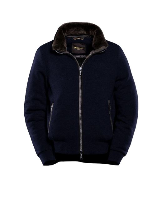 Moorer Blue Bellati Zip-Up Bomber Jacket for men