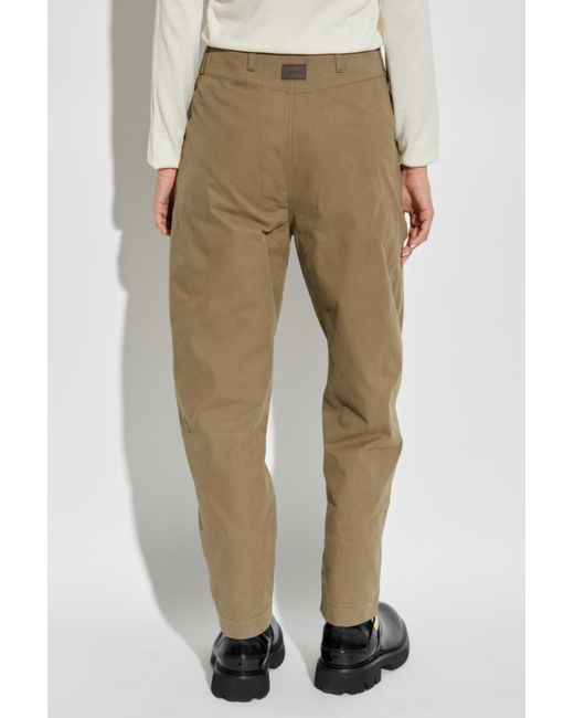 Moschino Natural Logo Patch Pleat Detailed Trousers