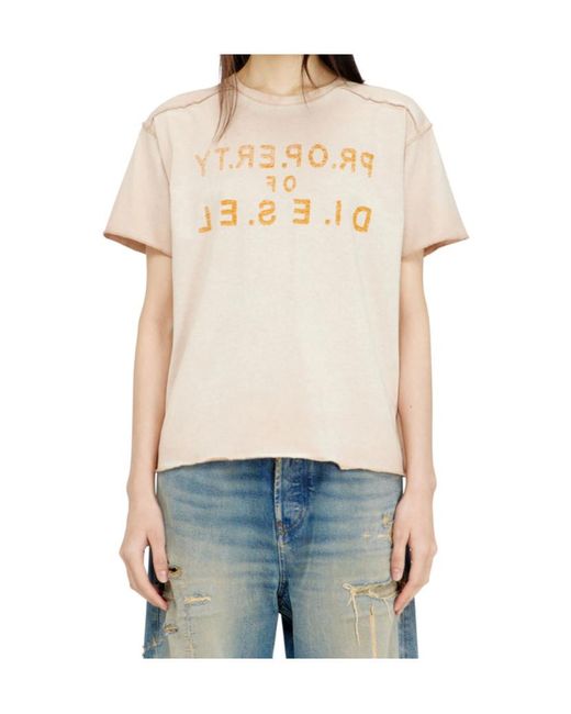 DIESEL White Ily Logo-Print T-Shirt