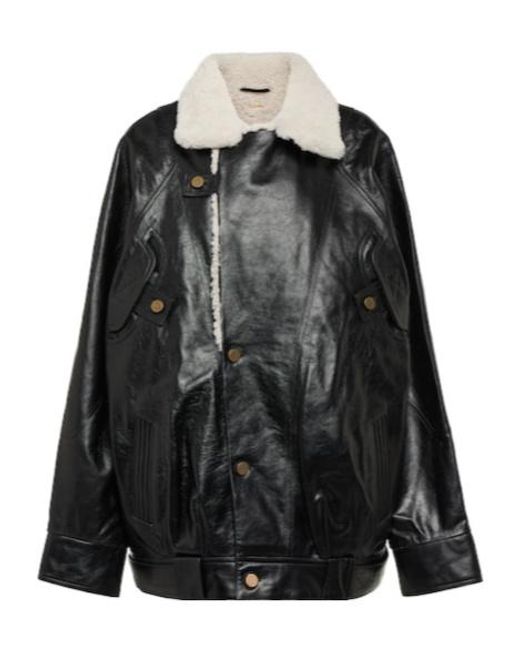 Dodo Bar Or Black Menash Shearling-Lined Leather Jacket