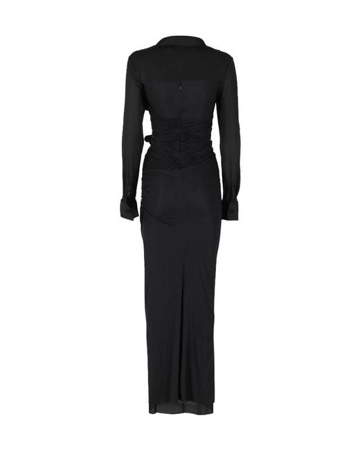 Christopher Esber Black Venus Plunge Shirt Dress