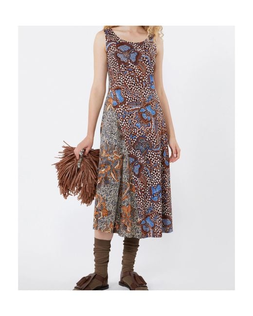 Weekend by Maxmara Brown Cotton Clash Print Midi Dress