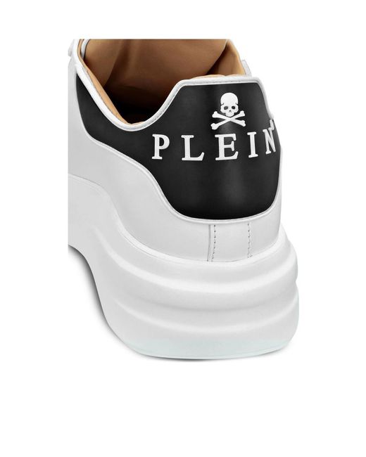 Philipp Plein White Round-Toe Low-Top Sneakers for men