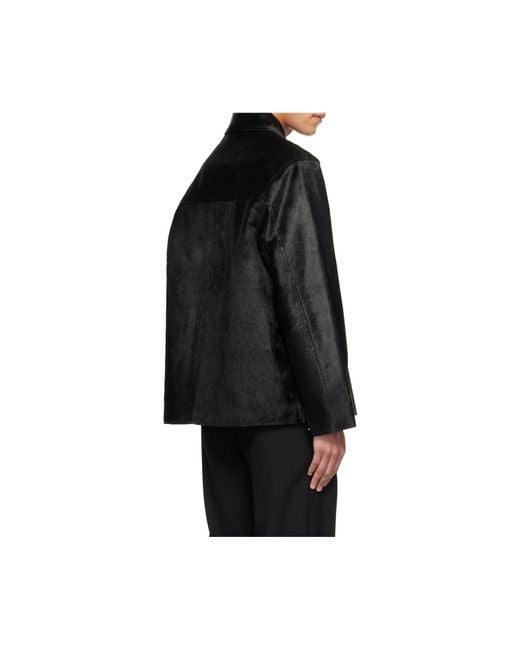sunflower Black Wide-Collar Ponyskin Jacket for men