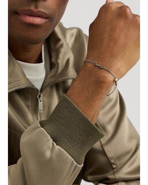 Saint Laurent Metallic Cassandre Embellished Chain Bracelet for men