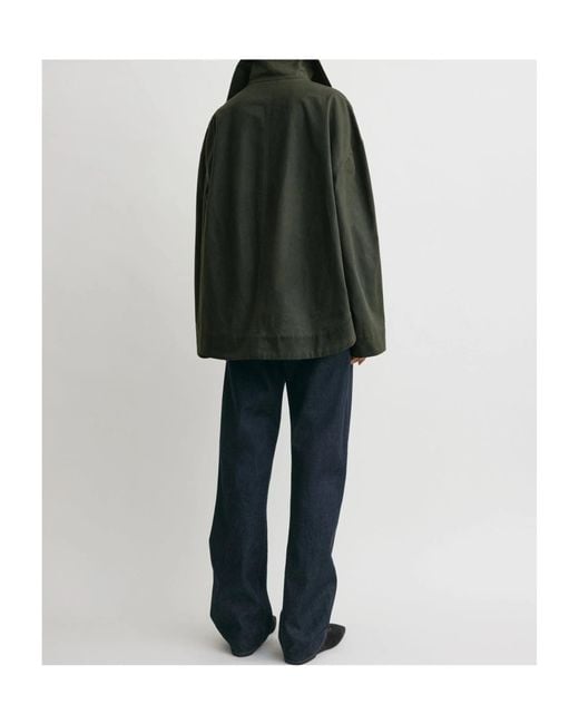 Totême Green Totême Long Sleeved Corduroy-Collar Jacket