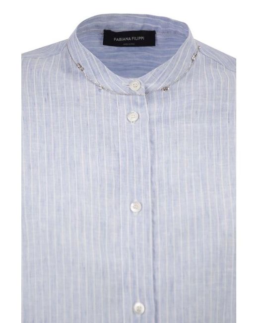 Fabiana Filippi Blue Striped Long-Sleeve Shirt
