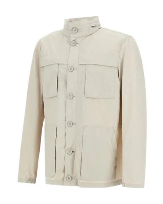 Herno White Detachable Hood Long Down Jacket for men