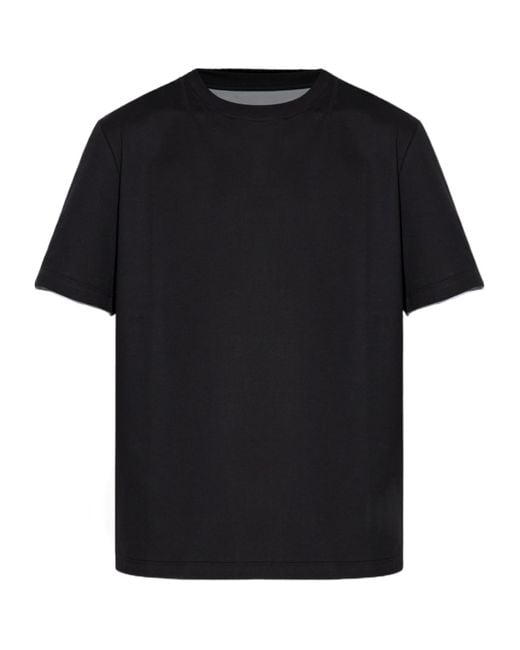 Lanvin Black Logo Embroidered Crewneck T-Shirt for men
