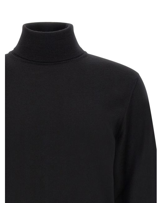 Zanone Black Ribbed Turtleneck Sweater for men