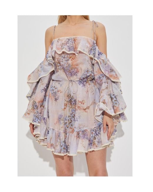 Zimmermann Pink Cascadian Wait-Tie Belt Mini Dress