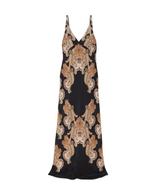 Veronica Beard Natural Donelle Paisley-Print Silk-Blend Satin Maxi Dress