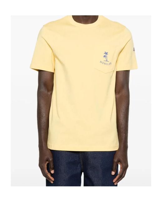 Moncler Yellow Palm Tree Pocket T-Shirt for men