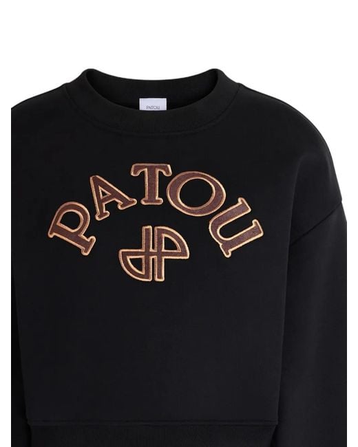 Patou Black Logo-Embroidered Cropped Sweatshirt