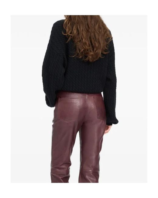 ROTATE BIRGER CHRISTENSEN Black Cable Crewneck Sweater