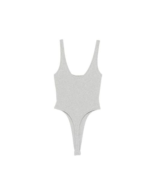 Versace Gray Embroidered Ribbed Cotton Bodysuit