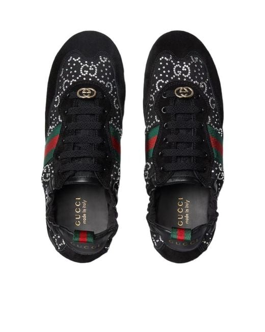 Gucci Black Shift Gg Crystal Trainers, Uk