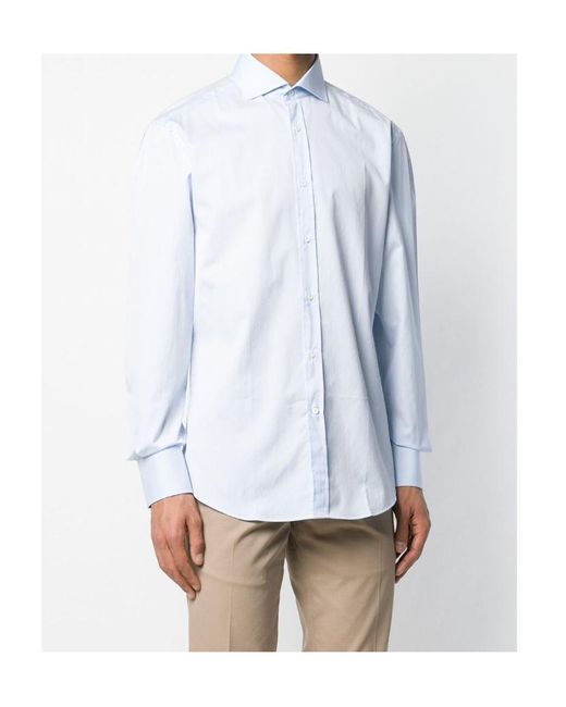 Brunello Cucinelli White Long Sleeved Slim Fit Shirt for men