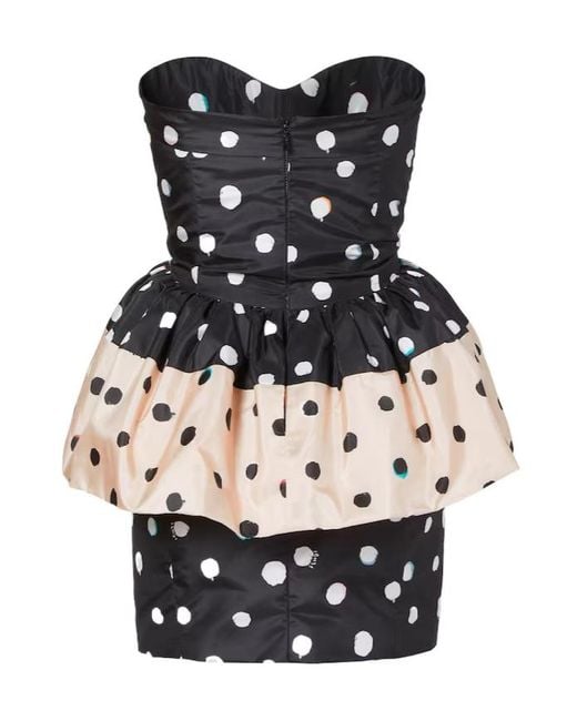 Fendi Black Printed Bustier Taffeta Dress