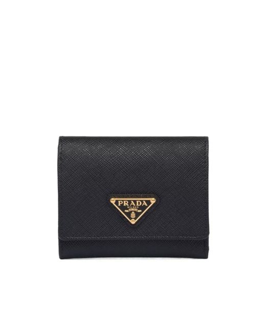 Prada Black Small Saffiano Leather Wallet