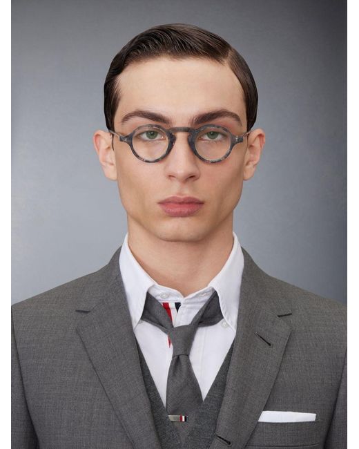 Thom Browne White Eyewear Round Frame Glasses for men