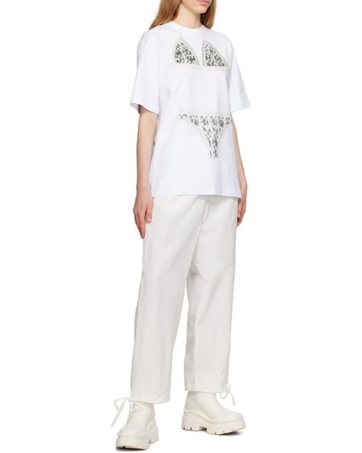 MSGM White Elasticated-Ankles Wide-Leg Trousers
