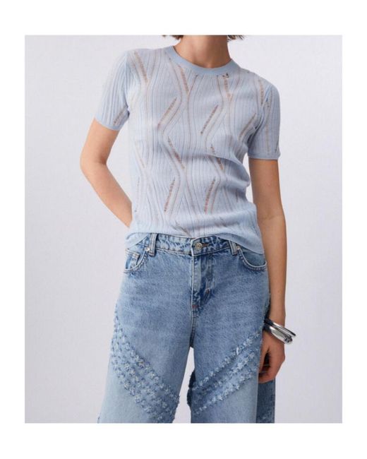 Liu Jo Blue Short-Sleeve Round-Neck Top
