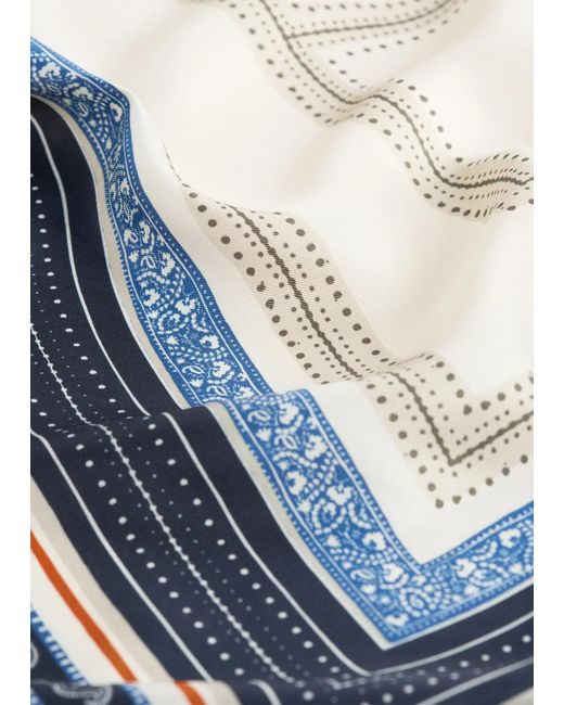 Totême Blue Geometric-Print Scarf